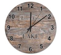 JPXXFM 10 inch Wall Clock Shabby Chic Wood Grain Gradient Wooden Wall Clocks Battery Operated Live Love Lake Retirement Decor Retirement Living Room Decor Gift for Man Woman Friend
