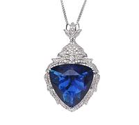 JPXXFM 19 * 20mm Sapphire Pendant Necklace for Women Full Jewelry Accessories Female Gift