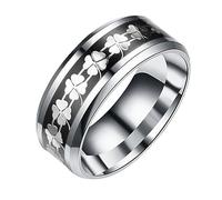 JPXXFM 1pc titane en acier anneau décoratif bague créative unisexe 8 mm plaque argentée de base noire pour femmes hommes