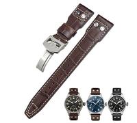 JPXXFM 22mm Rivets Genuine Leather Watchband Fit For IWC Big Pilot Watch IW3777 Calfskin Leather Strap