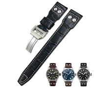 JPXXFM 22mm Rivets Genuine Leather Watchband Fit For IWC Big Pilot Watch IW3777 Calfskin Leather Strap