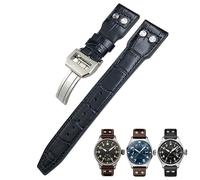 JPXXFM 22mm Rivets Genuine Leather Watchband Fit For IWC Big Pilot Watch IW3777 Calfskin Leather Strap