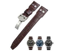 JPXXFM 22mm Rivets Genuine Leather Watchband Fit For IWC Big Pilot Watch IW3777 Calfskin Leather Strap