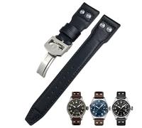 JPXXFM 22mm Rivets Genuine Leather Watchband Fit For IWC Big Pilot Watch IW3777 Calfskin Leather Strap