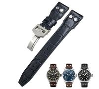 JPXXFM 22mm Rivets Genuine Leather Watchband Fit For IWC Big Pilot Watch IW3777 Calfskin Leather Strap