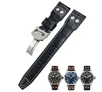 JPXXFM 22mm Rivets Genuine Leather Watchband Fit For IWC Big Pilot Watch IW3777 Calfskin Leather Strap