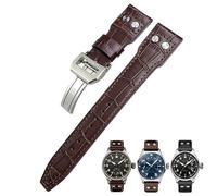 JPXXFM 22mm Rivets Genuine Leather Watchband Fit For IWC Big Pilot Watch IW3777 Calfskin Leather Strap