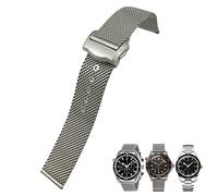 JPXXFM 316L Stainless Steel Watchbands 20mm Watch band For Omega 007 Seamster 300 Siver Metal Woven Watch Strap