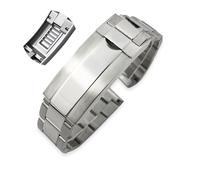 JPXXFM 316L Tableau de surveillance en acier inoxydable 20 mm pour Submariner Daytona Date Just Sliding Lock Silver Solid Watch Socle