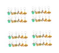 JPXXFM 48 PCS Chain de clé Cactus Keychain Cinco de Mayo Keychain Purse Charm Pendant Taco Keyrings Fiesta Party Fave
