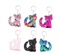 JPXXFM 6pcs coloré à paillettes Cat Keychain Set Creative suspension suspendue pour sacs téléphones Clés de voiture présente pour l'anniversaire de l'année Saint-Valentin et plus
