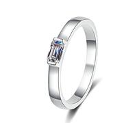 JPXXFM 925 Bagues de fiançailles vintage pour femmes, alliance éternité pour femmes avec 0,5 cmt Moissanite rectangulaire