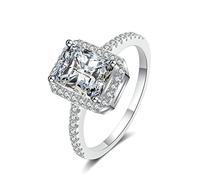 JPXXFM 925 Bands de mariage pour femmes, anneaux de mode pour les femmes avec une moitié d'éternité Moisanite/Cubic Zirconia Square