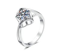 JPXXFM Anneau de fiançailles pour les femmes Silver Silver, Éternité Femmes avec du coeur creux de zircone cubique/Moissanite