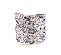 JPXXFM Anneau de strass Micro-Indimenté Zircon Twine Twine Multi-couche Two-Tone Ring Engagement Anneau pour les femmes Cadeau de mariage