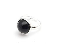 JPXXFM Anneau d'obsidien noir naturel Crystal rond Round Ajustement Ajustement de pierre ouverte des femmes Reiki Balance de la cheville anne