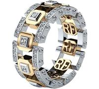 JPXXFM Anneaux pour les femmes adolescents, hommes femmes deux tons d'anneau de doigt brillant Gift de mariage, cadeaux de la fête des mères, cadeaux pour les femmes des hommes Beau design