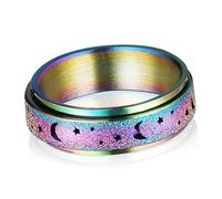 JPXXFM Bague rotative en titane pour femme - Bague rotative réglable - Motif étoile - Tendance, A