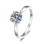 JPXXFM Bands de mariage pour femmes 925, anneau d'amitié pour les femmes avec la Zircone Moisanite/Cubic Round