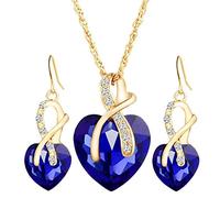 JPXXFM Boucles de bijoux en cristal arc-en-ciel de Rainbow Vintage Boucles d'oreilles de couleur pour le collier de chaîne de mariage coeur simple