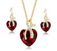 JPXXFM Boucles de bijoux en cristal arc-en-ciel de Rainbow Vintage Boucles d'oreilles de couleur pour le collier de chaîne de mariage coeur simple