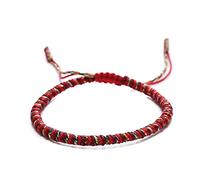 JPXXFM Bracelet tissé, bijoux à corde tibétaine à main, bracelet rouge bracelet à trois couches de nouée en diamant à trois couleurs