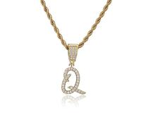 JPXXFM Chaîne de chaîne de zircon Collier 26 Pendants majuscules Jewelry Bijoux 45 cm Double Twist Chain