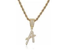 JPXXFM Chaîne de chaîne de zircon Collier 26 Pendants majuscules Jewelry Bijoux 45 cm Double Twist Chain