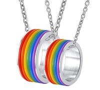 JPXXFM Collier arc-en-ciel LGBT, colliers personnalisés pour femmes en acier inoxydable 9 mm en silicone