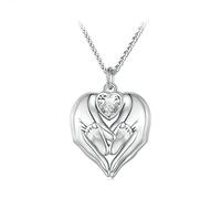 JPXXFM Collier de chaîne de clavicule maternel en forme de cœur blanc, design créatif pour la mère et l'enfant Love Ruby Pendant Collier, cadeau de bijoux idéal pour la mère