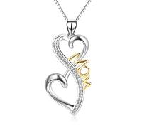 JPXXFM Collier de coeur blanc unique et à la mode, Love Mom Letters Pendant Collier avec diamant, cadeau de bijoux idéal pour les mères