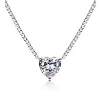 JPXXFM Collier de coeur pour femmes, luxueuse chaîne de tennis avec un pendentif coeur d'amour, déclaration de mode intemporelle