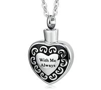 JPXXFM Collier de cœur personnalisable Urne, collier de crémation en acier inoxydable pour cendres toujours dans mon coeur Urn Collier