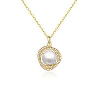 JPXXFM Collier de pendentif en perles blancs d'eau douce, chauffage de dieu chanceux, cadeau de bijoux de Noël distinctif.