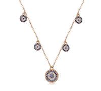 JPXXFM Collier de tour de cou solide de plus de 925 femmes, conception de l'œil maléfique de style turc avec saphir bleu et poissons, cadeau de bijoux de protection chanceux