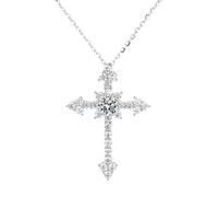 JPXXFM Collier pendentif blanc, collier de chaîne transversale délicate pour les femmes, cadeau délicat pour elle, Moissanite