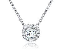 JPXXFM Collier pour femmes 0,5-1 Carat D Color Pendant Lab Créé le collier halo sterling réglable en diamant avec certificat d'authenticité