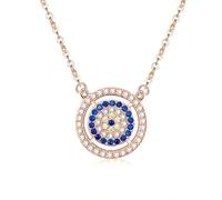 JPXXFM Collier pour les yeux diaboliques pour femmes, délicat collier de pendentif de design bleu rond, cadeau de bijoux de mode à la mode