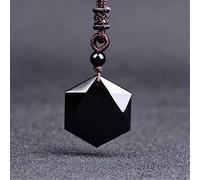 JPXXFM Colliers à six points étoiles Natural Obsidian Pendant Collier Protection de richesse chanceuse Amulette guérison Charme cristallin Rope Rope Talisman Prosperité, six étoiles, Sling