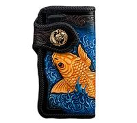 JPXXFM Couleur Fish Fish First Cose Cowhide Zip Autour du Portefeuille Zippe Zipper Purse Purse Coin Slots Collection Portefeuille pour Hommes et Femmes (Golden)