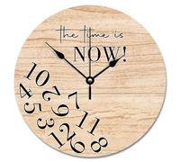 JPXXFM Country Wood Barn Board Wooden Wall Clock The Time is Now Wall Clocks Battery Operated 12 inch Retirement Wall Clock Silent Decor for Living Room Bedroom Office