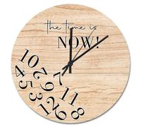 JPXXFM Country Wood Barn Board Wooden Wall Clock The Time is Now Wall Clocks Battery Operated 12 inch Retirement Wall Clock Silent Decor for Living Room Bedroom Office