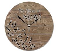 JPXXFM Country Wood Barn Board Wooden Wall Clock The Time is Now Wall Clocks Battery Operated 12 inch Retirement Wall Clock Silent Decor for Living Room Bedroom Office
