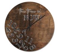 JPXXFM Country Wood Barn Board Wooden Wall Clock The Time is Now Wall Clocks Battery Operated 12 inch Retirement Wall Clock Silent Decor for Living Room Bedroom Office