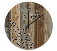 JPXXFM Country Wood Barn Board Wooden Wall Clock The Time is Now Wall Clocks Battery Operated 12 inch Retirement Wall Clock Silent Decor for Living Room Bedroom Office
