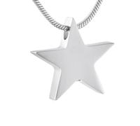 JPXXFM Crémation en Acier Inoxydable Haut Poli en Acier Inoxydable Blanc gravable étoile de crémation des Cendres commémoratives de l'urne Pendentif