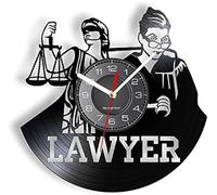 JPXXFM Déesse de la Justice à Gravure en Vinyle Horloge de Mur Avocat ose Faire la Remise du Mur à la Main Le Long de la école de Droit décor de la faculté de Droit