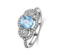 JPXXFM Engagement en argent Engagement Silver Topaz Engage de fiançailles pour sa promesse d'anneaux en argent