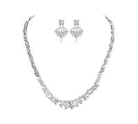 JPXXFM Ensemble de bijoux pour femmes, collier et boucles d'oreilles en cristal naturel, accessoire de luxe de mariage/robe de soirée, ensemble cadeau haut de gamme à la mode