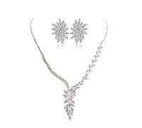 JPXXFM Ensemble de bijoux pour femmes, collier et boucles d'oreilles en cristal naturel, luxueux accessoire de mode nuptiale/mariage